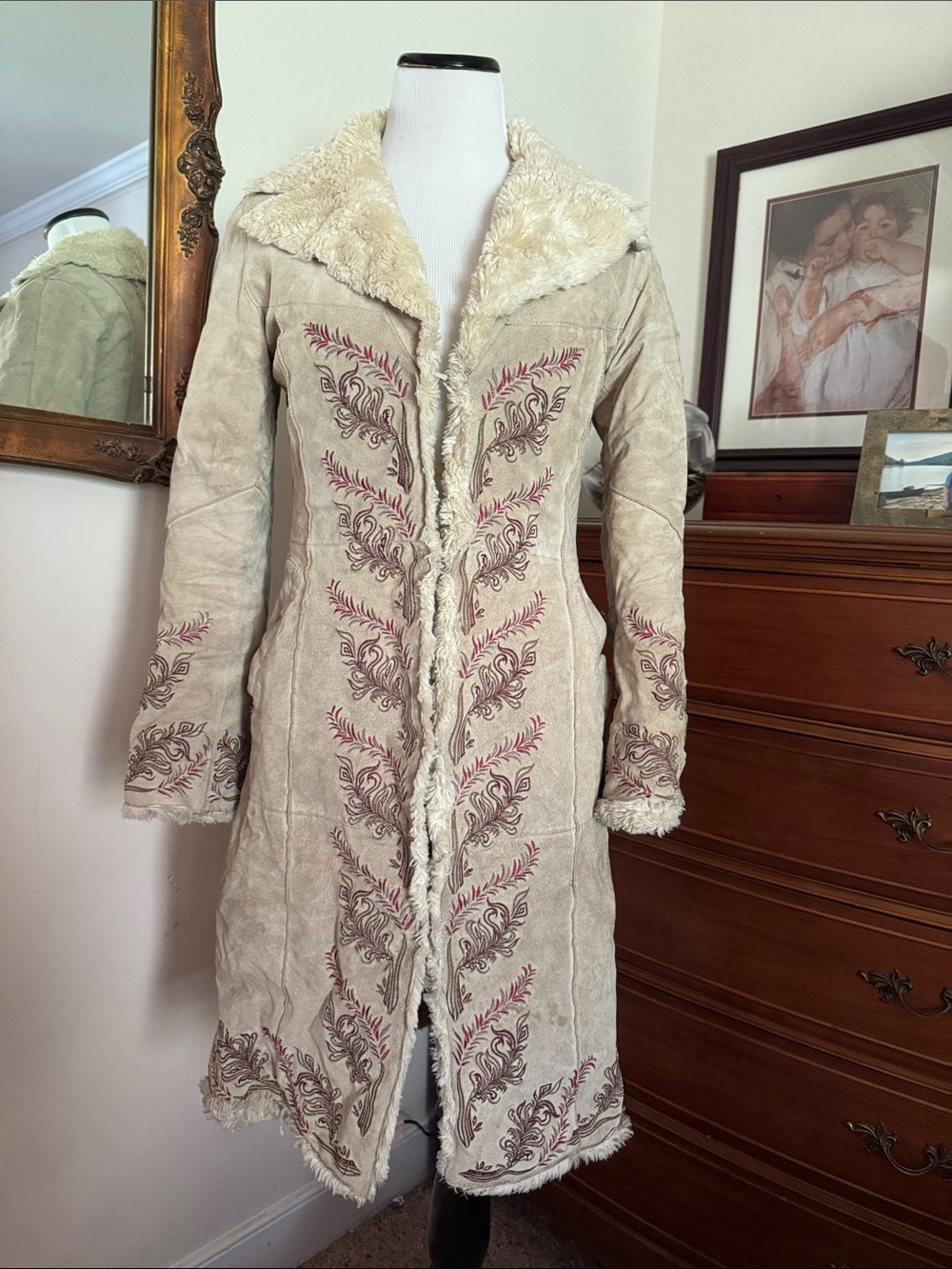 Vintage Express Embroidered Genuine Suede Leather “Penny Lane” Afghan Coat